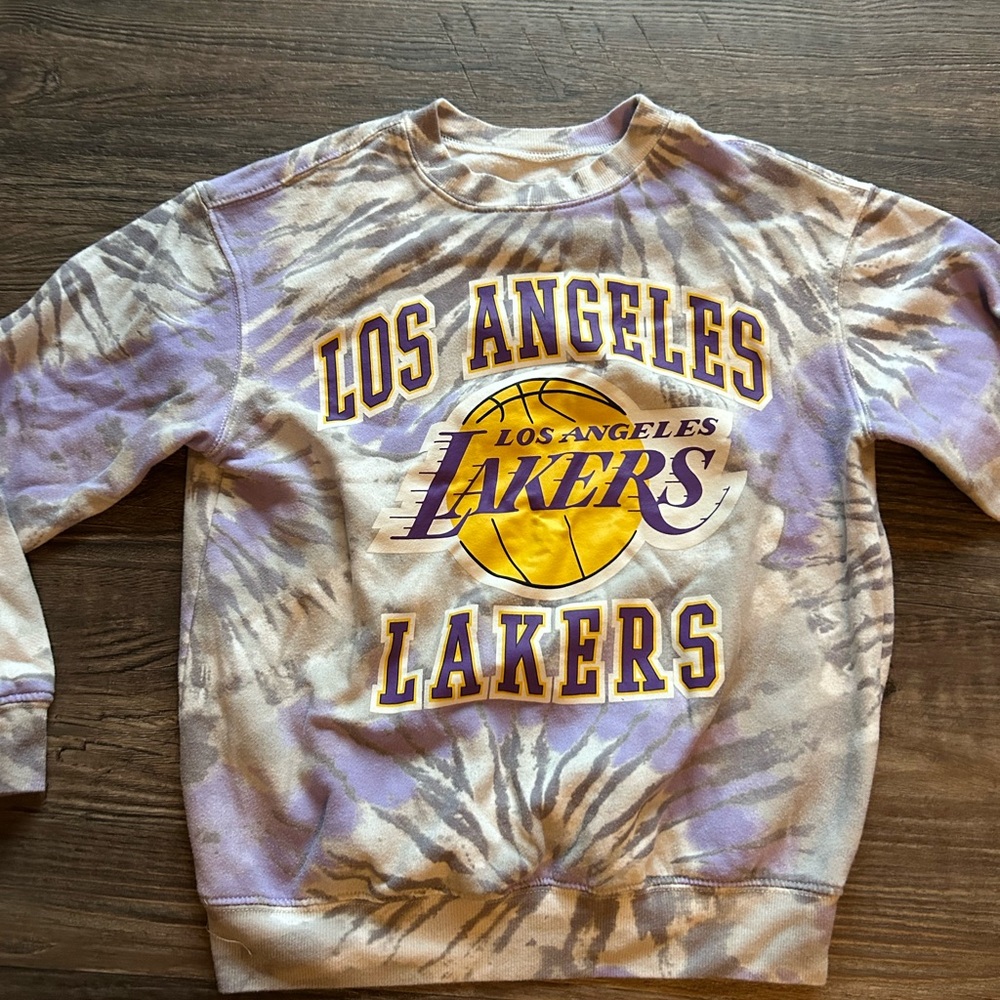 Los Angels Lakers Tie-Dye Crewneck Sweatshirt - Purple/Gold Xsmall - Picture 4 of 7